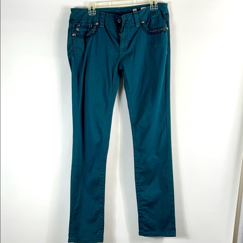 Miss Me Ok Teal Skinny Jeans